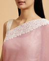 Mohey Women Puce Pink Rhinestone Embellished Saree with Bel Patterned Border