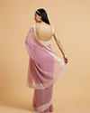 Mohey Women Puce Pink Rhinestone Embellished Saree with Bel Patterned Border