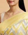 Mohey Women Sunshine Yellow Chevron Patterned Saree with Intricate Borders