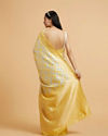 Mohey Women Sunshine Yellow Chevron Patterned Saree with Intricate Borders