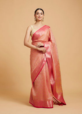 alt message - Mohey Women Elegant Pink Saree image number 0