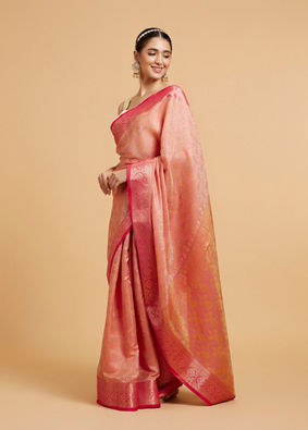 alt message - Mohey Women Elegant Pink Saree image number 2