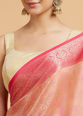 alt message - Mohey Women Elegant Pink Saree image number 3