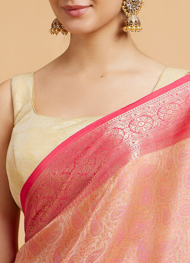 alt message - Mohey Women Elegant Pink Saree image number 3