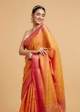 alt message - Mohey Women Mustard Enchantment Art Silk Saree image number 1