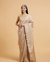 Light Fawn Linear Patterned Saree with Sequin and Stone Work