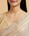 Mohey Women Light Fawn Linear Patterned Saree with Sequin and Stone Work