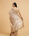 Mohey Women Light Fawn Linear Patterned Saree with Sequin and Stone Work