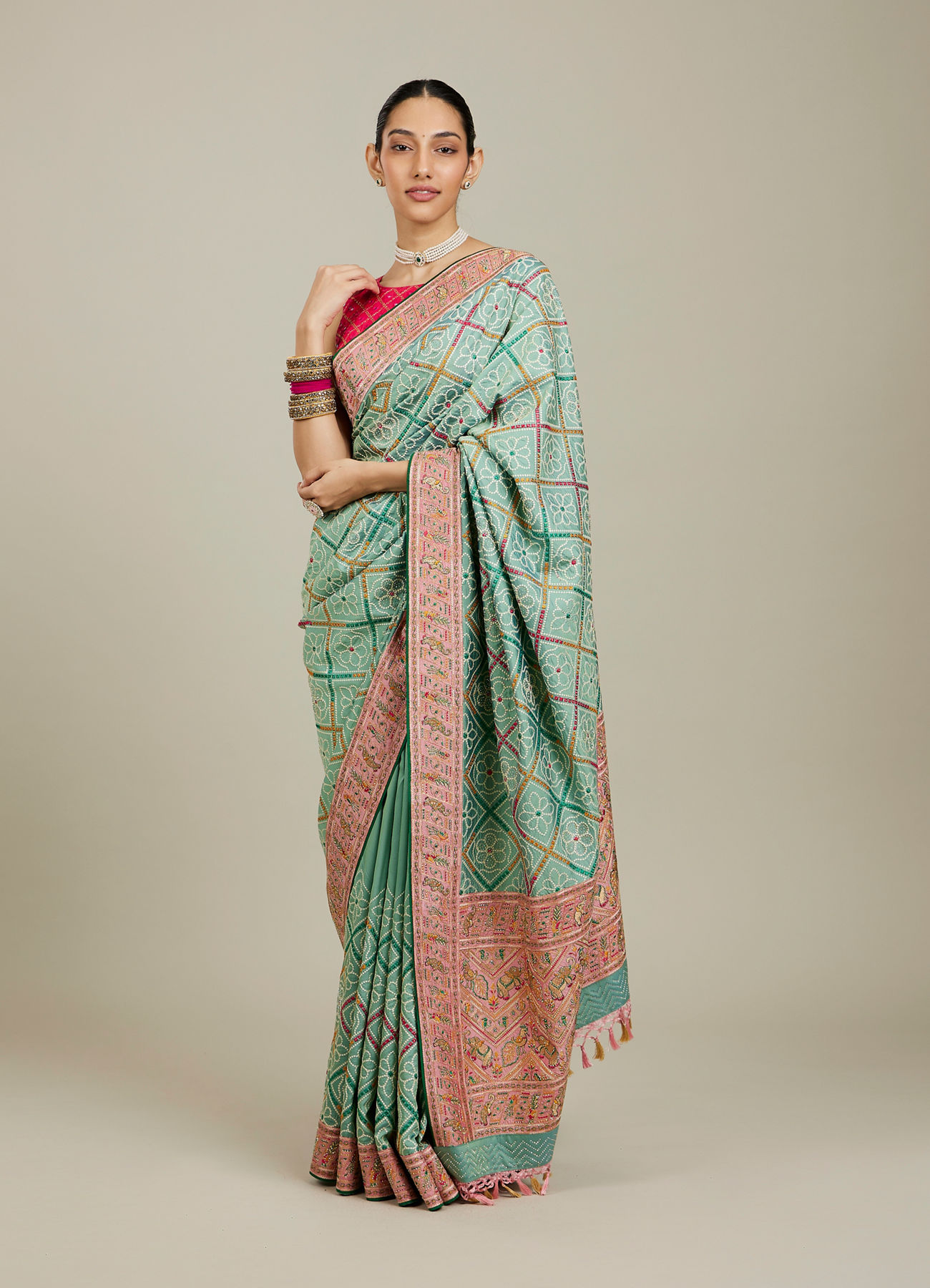 Mohey Women Enchanting Sea Green Charm Saree