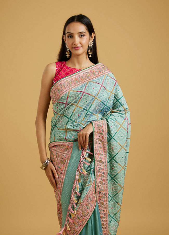 Mohey Women Enchanting Sea Green Charm Saree image number 1