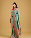 Mohey Women Enchanting Sea Green Charm Saree image number 2