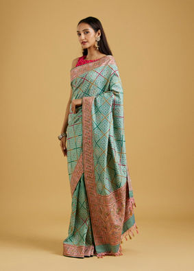 Mohey Women Enchanting Sea-Green Charm Saree image number 2