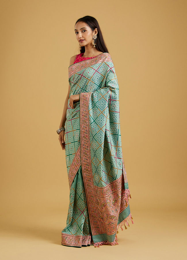 Mohey Women Enchanting Sea Green Charm Saree image number 2