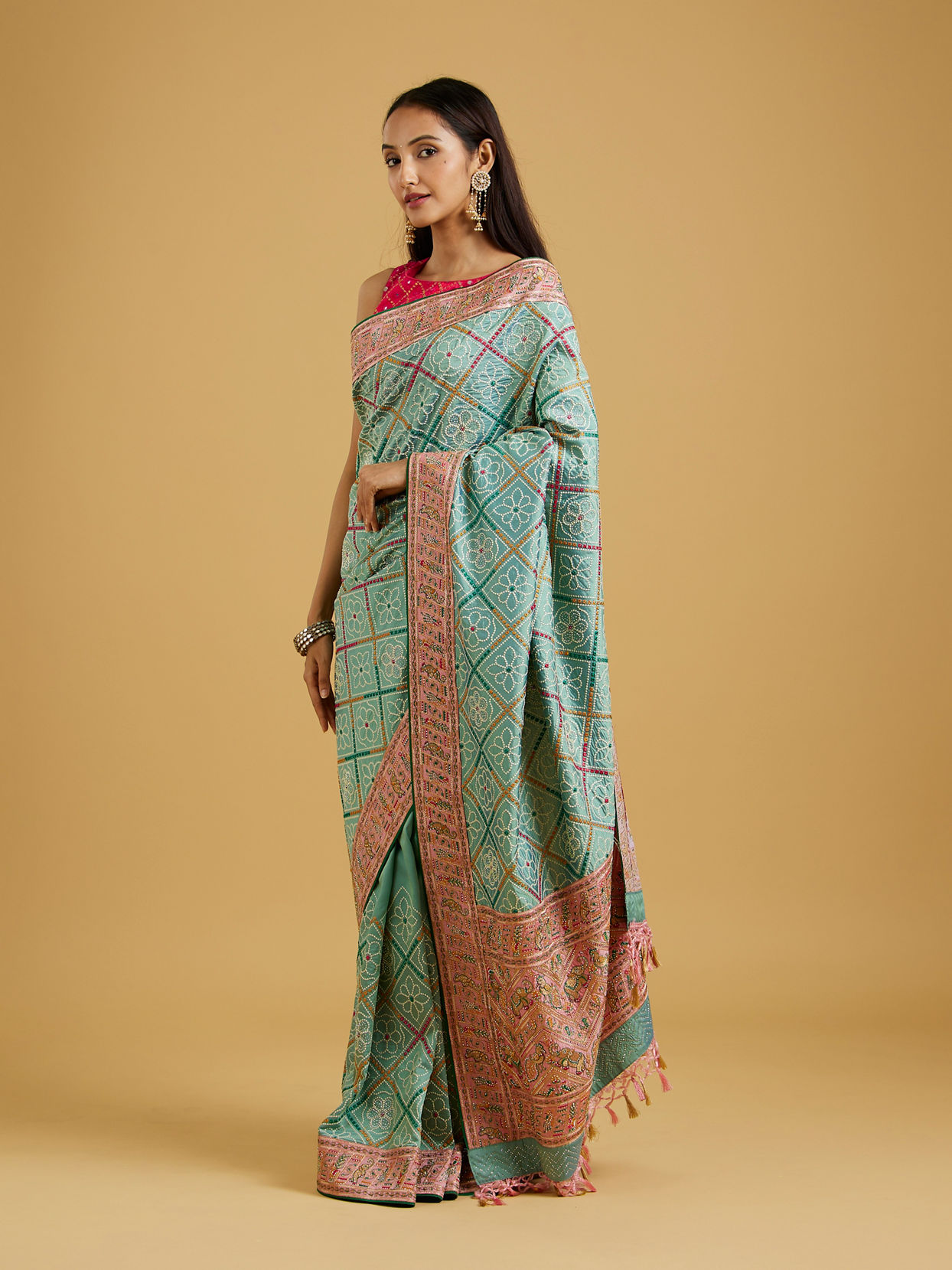 Mohey Women Enchanting Sea Green Charm Saree image number 2