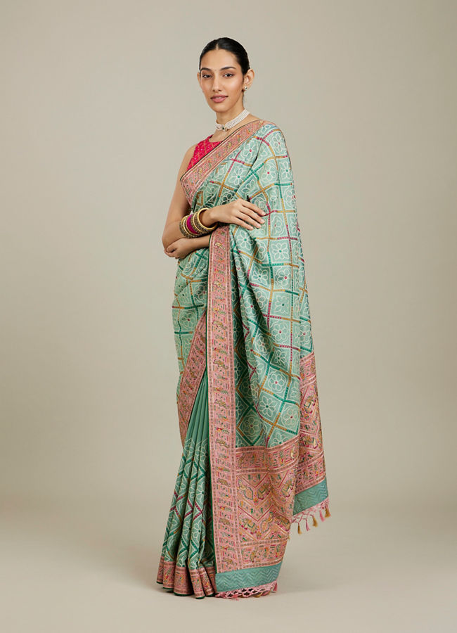 Mohey Women Enchanting Sea Green Charm Saree
