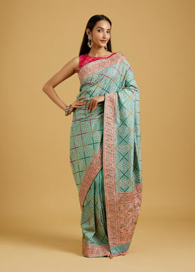 Mohey Women Enchanting Sea-Green Charm Saree image number 0