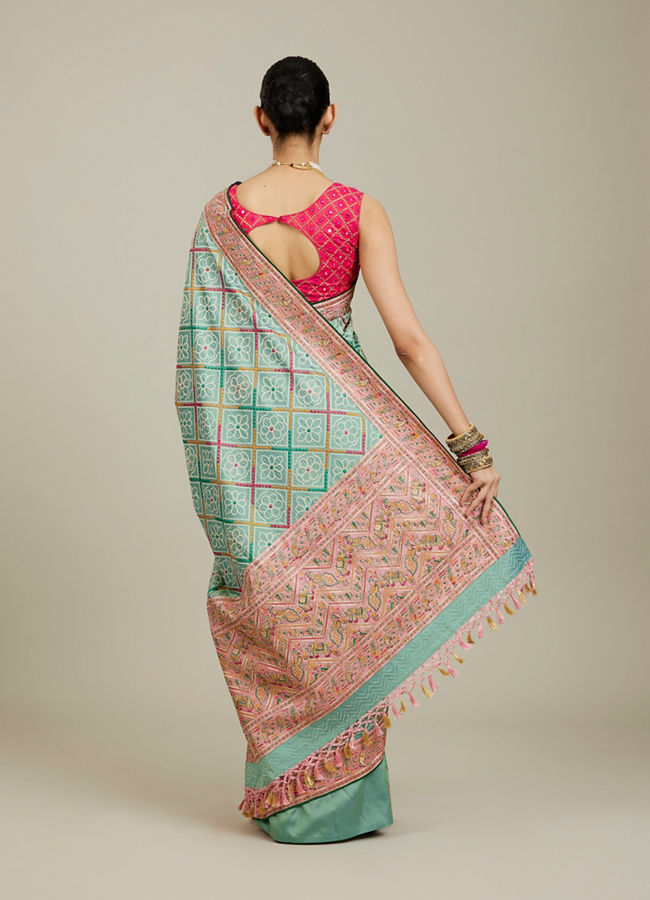 Mohey Women Enchanting Sea Green Charm Saree