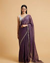 Mohey Women Plum Purple Rhinestone Saree with Cutdana & Stone Work on Borders image number 0