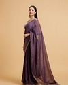 Mohey Women Plum Purple Rhinestone Saree with Cutdana & Stone Work on Borders image number 2