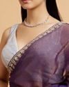 Mohey Women Plum Purple Rhinestone Saree with Cutdana & Stone Work on Borders image number 3