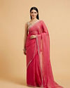 Mohey Women Poppy Red Rhinestone Saree with Cutdana & Stone Work on Borders image number 0