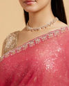Mohey Women Poppy Red Rhinestone Saree with Cutdana & Stone Work on Borders