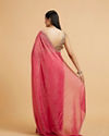 Mohey Women Poppy Red Rhinestone Saree with Cutdana & Stone Work on Borders