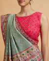 Mohey Women Sea Green Floral Embroidered Saree with Sequin Work image number 3