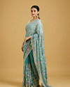 Mohey Women Chic Light Blue Organza Saree