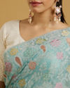 Mohey Women Chic Light Blue Organza Saree