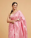 Mohey Women Barbie Pink Ogee Patterned Saree with Bel Patterned Borders image number 1