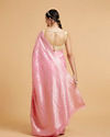 Mohey Women Barbie Pink Ogee Patterned Saree with Bel Patterned Borders image number 4