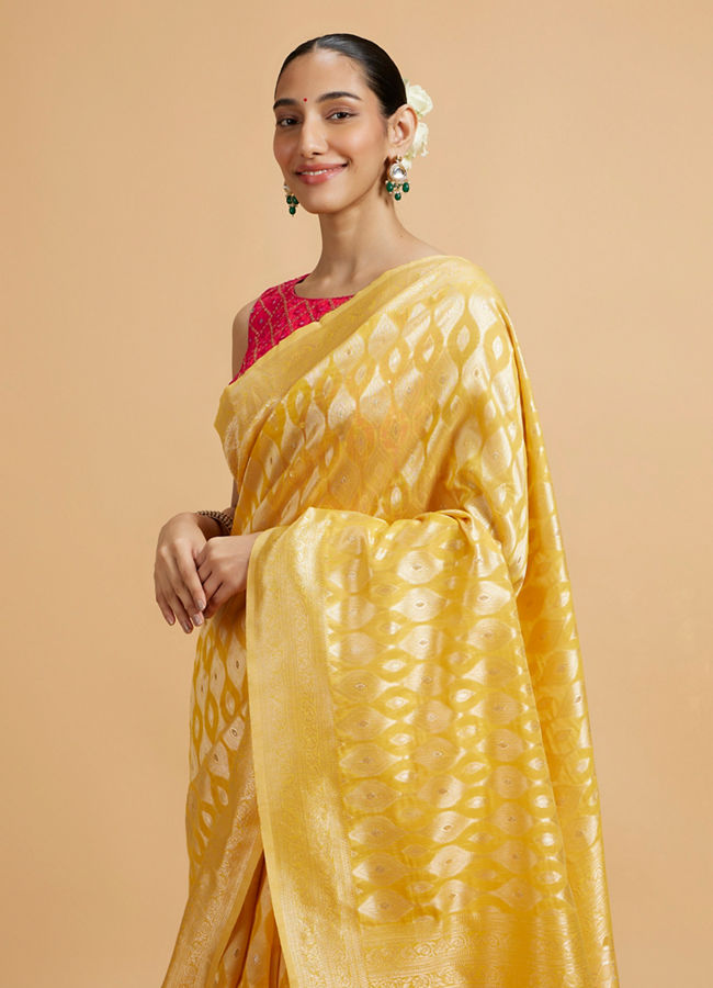 Mohey Women Golden Yellow Elegance Saree image number 1