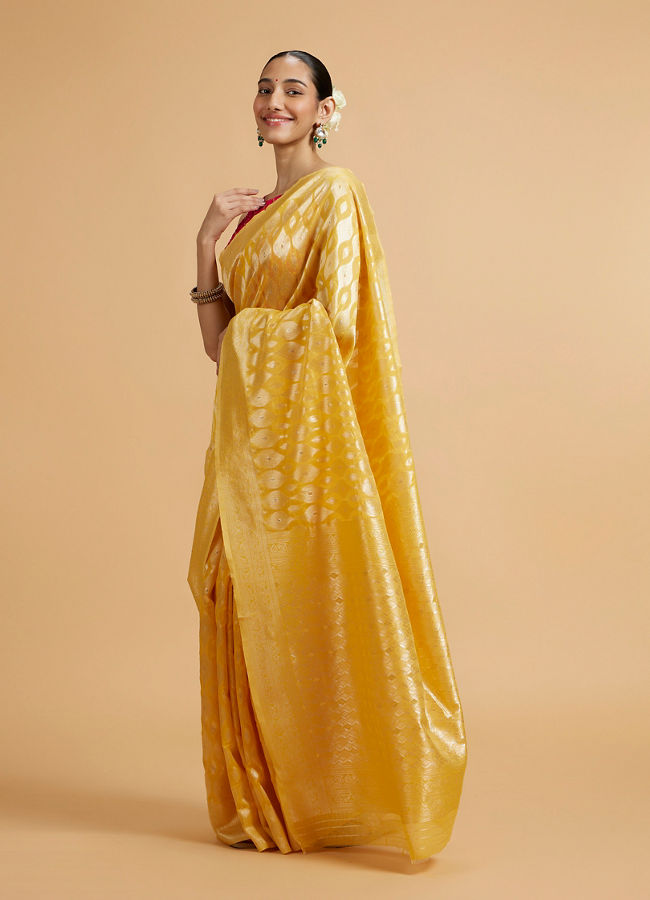 Mohey Women Golden Yellow Elegance Saree image number 2