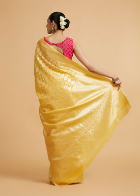 Mohey Women Golden Yellow Elegance Saree image number 4