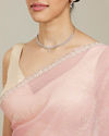 Mohey Women Candy Floss Pink Bel Butii Patterned Saree with Floral Pearl Butas