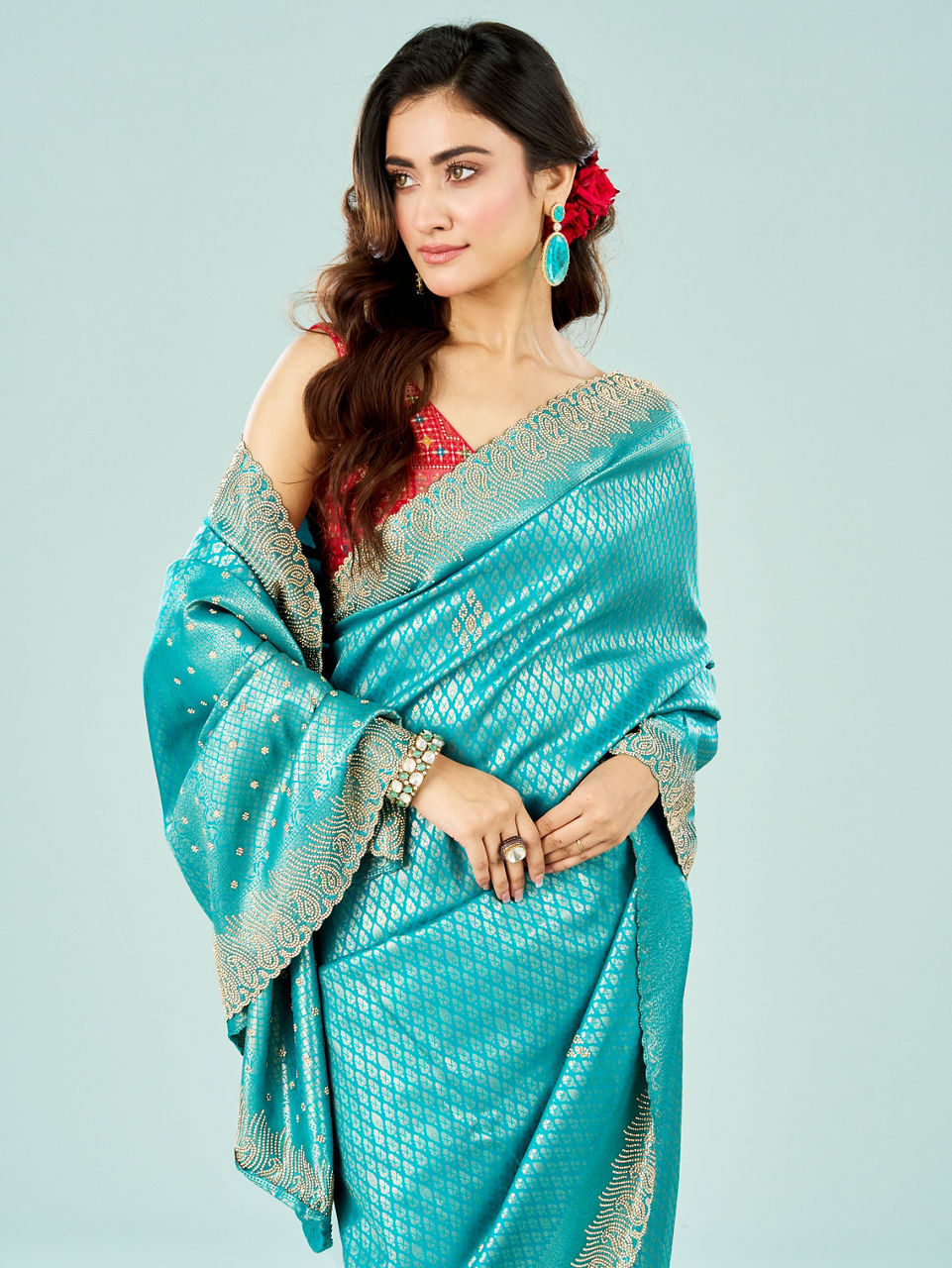 Mohey Women Regal Rama Green Saree