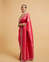 Mohey Women Cerise Pink Buta Jaal Patterned Saree with Rhinestone Paisley Saree