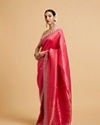 Mohey Women Cerise Pink Buta Jaal Patterned Saree with Rhinestone Paisley Saree