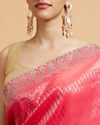 Mohey Women Cerise Pink Buta Jaal Patterned Saree with Rhinestone Paisley Saree