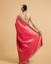Mohey Women Cerise Pink Buta Jaal Patterned Saree with Rhinestone Paisley Saree