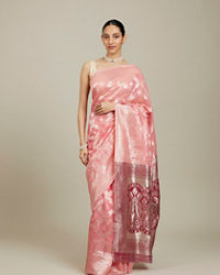 Mohey Women Pink Silk Extravagance Saree