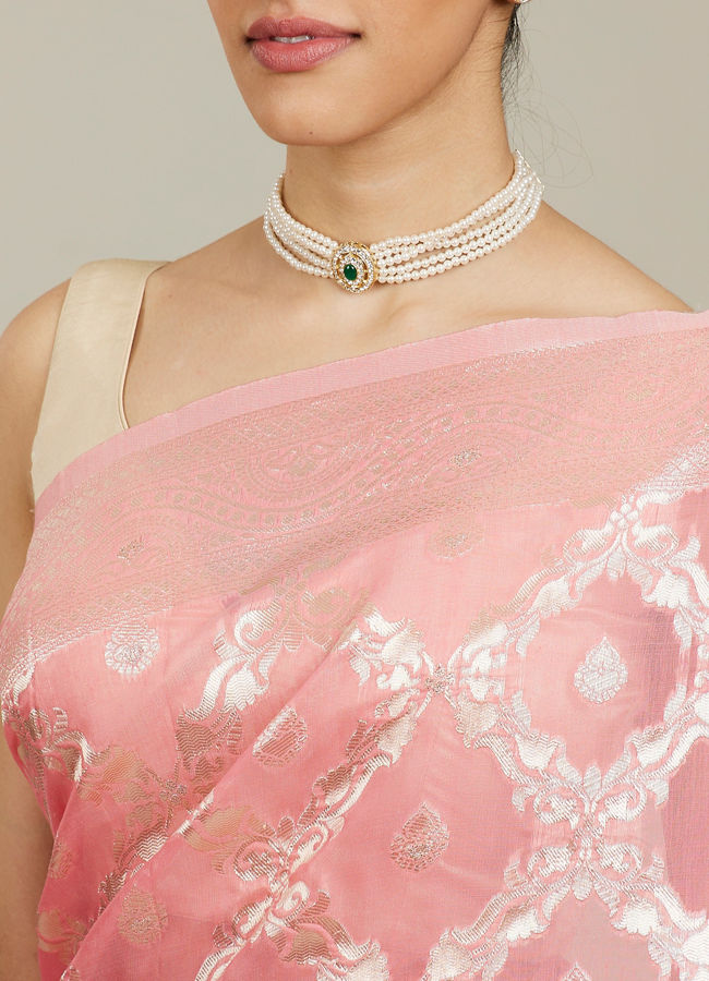 Mohey Women Pink Silk Extravagance Saree
