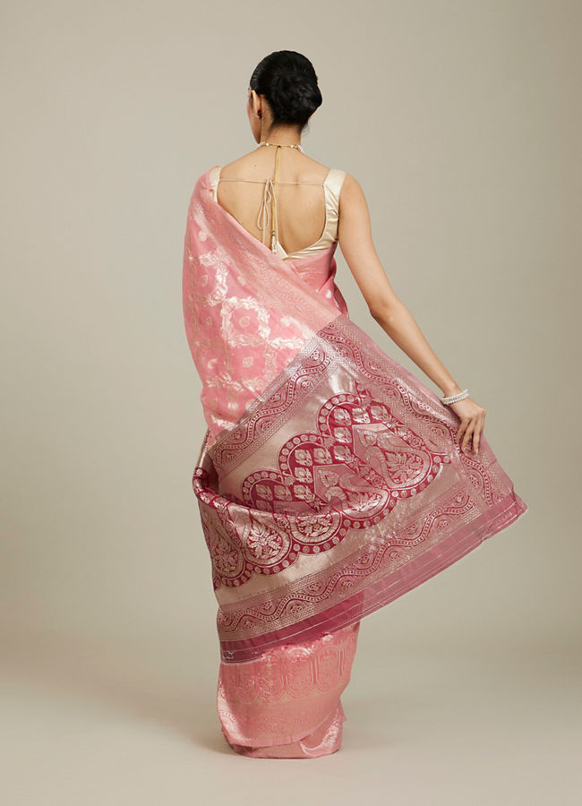 Mohey Women Pink Silk Extravagance Saree