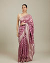 Damson Purple Jaal Patterned Saree with Intricate Borders