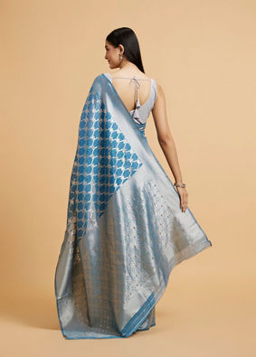 alt message - Mohey Women Radiant Azure Silk Saree image number 4