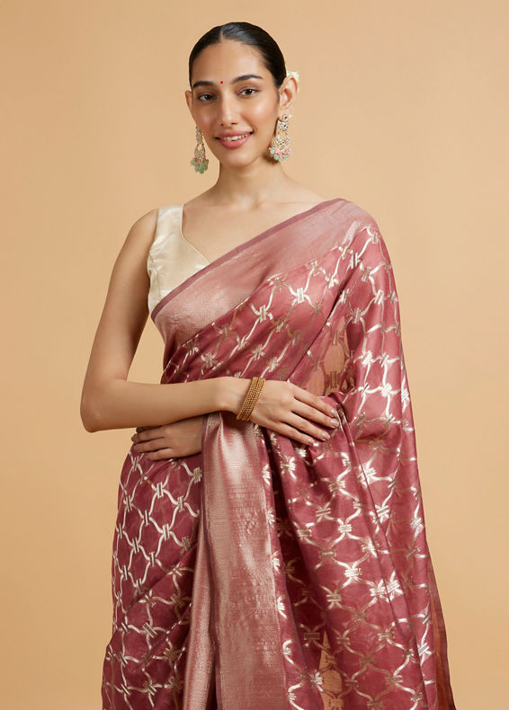 Mohey Women Dusty Pink Elegance Saree