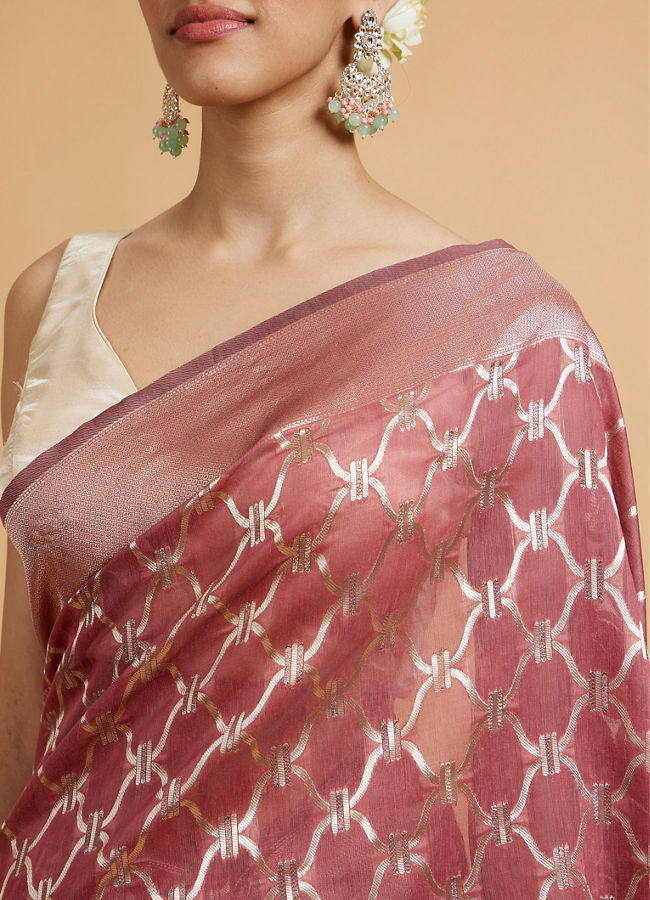 alt message - Mohey Women Dusty Pink Elegance Saree image number 3