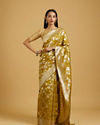 Mehandi Green Bel Buti Patterned Saree with Intricate Border