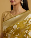 Mohey Women Mehandi Green Bel Buti Patterned Saree with Intricate Border
